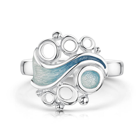 Arctic Stream Enamel Ring in Sterling Silver by Sheila Fleet Jewellery