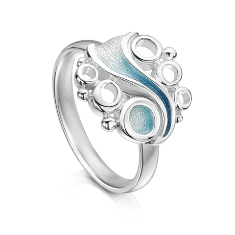 Arctic Stream Enamel Ring in Sterling Silver by Sheila Fleet Jewellery