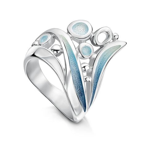 Arctic Stream Large Enamel Ring in Sterling Silver