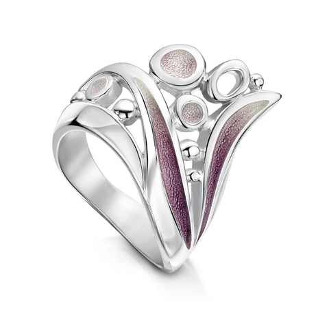 Arctic Stream Large Enamel Ring in Sterling Silver