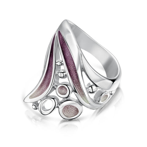 Arctic Stream Large Enamel Ring in Sterling Silver
