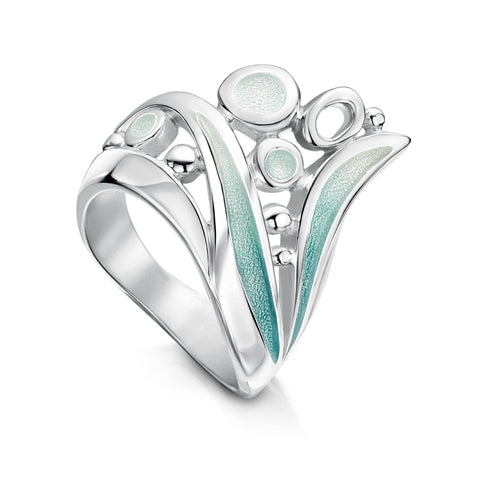 Arctic Stream Large Enamel Ring in Sterling Silver