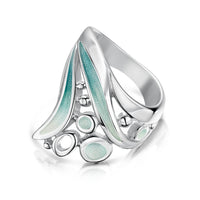 Arctic Stream Large Enamel Ring in Sterling Silver