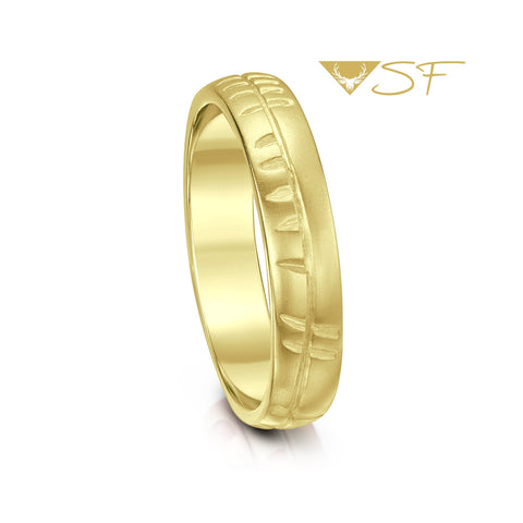 18ct Yellow Scottish Gold Small Ogham Ring