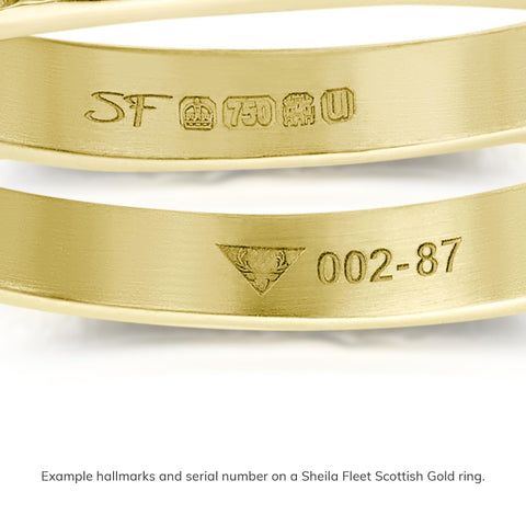 18ct Yellow Scottish Gold Small Ogham Ring